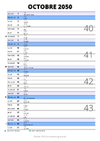 calendrier octobre 2050 au format portrait pour prendre des notes
