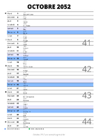 calendrier octobre 2052 au format portrait pour prendre des notes