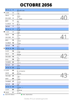 calendrier octobre 2056 au format portrait pour prendre des notes