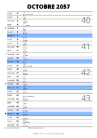 calendrier octobre 2057 au format portrait pour prendre des notes