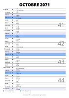 calendrier octobre 2071 au format portrait pour prendre des notes