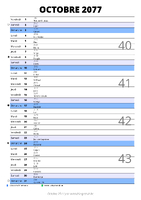 calendrier octobre 2077 au format portrait pour prendre des notes