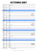 calendrier octobre 2087 au format portrait pour prendre des notes