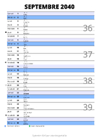 calendrier septembre 2040 au format portrait pour prendre des notes