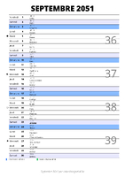 calendrier septembre 2051 au format portrait pour prendre des notes