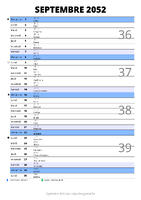 calendrier septembre 2052 au format portrait pour prendre des notes