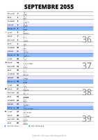 calendrier septembre 2055 au format portrait pour prendre des notes