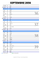 calendrier septembre 2056 au format portrait pour prendre des notes