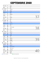 calendrier septembre 2060 au format portrait pour prendre des notes