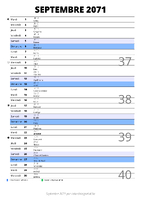 calendrier septembre 2071 au format portrait pour prendre des notes