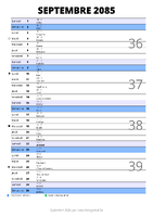 calendrier septembre 2085 au format portrait pour prendre des notes