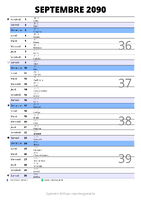 calendrier septembre 2090 au format portrait pour prendre des notes