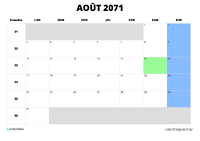 calendrier août 2071 calendrier août 2071 au format paysage