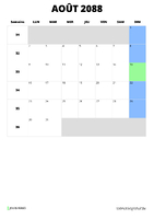 calendrier août 2088 calendrier août 2088 format portrait