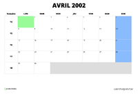 calendrier avril 2002 calendrier avril 2002 au format paysage