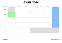 calendrier avril 2064 calendrier avril 2064 au format paysage