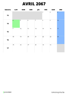 calendrier avril 2067 calendrier avril 2067 format portrait
