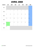 calendrier avril 2068 format portrait