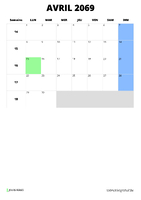 calendrier avril 2069 format portrait