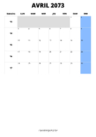 calendrier avril 2073 format portrait