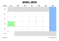 calendrier avril 2074 calendrier avril 2074 au format paysage