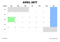 calendrier avril 2077 calendrier avril 2077 au format paysage