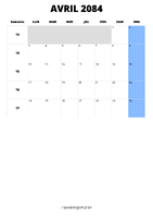 calendrier avril 2084 calendrier avril 2084 format portrait