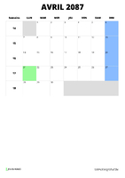 calendrier avril 2087 calendrier avril 2087 format portrait