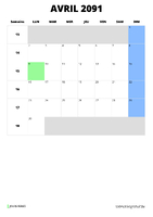 calendrier avril 2091 format portrait