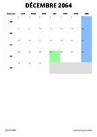 calendrier décembre 2064 format portrait
