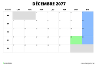 calendrier décembre 2077 calendrier décembre 2077 au format paysage