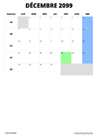 calendrier décembre 2099 format portrait