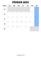 calendrier février 2053 calendrier février 2053 format portrait