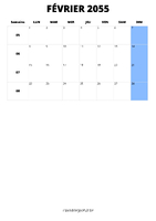 calendrier février 2055 calendrier février 2055 format portrait