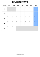 calendrier février 2073 calendrier février 2073 format portrait