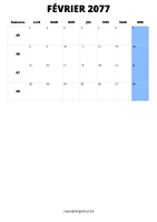 calendrier février 2077 calendrier février 2077 format portrait