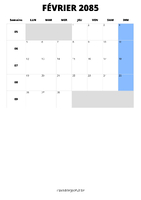 calendrier février 2085 calendrier février 2085 format portrait