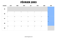 calendrier février 2093 calendrier février 2093 au format paysage