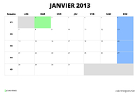calendrier janvier 2013 calendrier janvier 2013 au format paysage