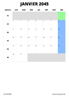 calendrier janvier 2045 calendrier janvier 2045 format portrait