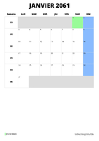 calendrier janvier 2061 format portrait