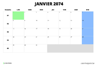 calendrier janvier 2074 calendrier janvier 2074 au format paysage