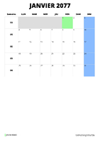 calendrier janvier 2077 format portrait