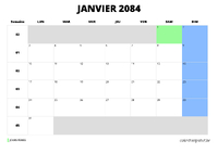 calendrier janvier 2084 calendrier janvier 2084 au format paysage