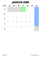 calendrier janvier 2088 calendrier janvier 2088 format portrait