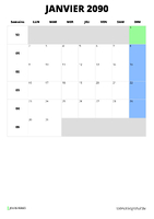 calendrier janvier 2090 calendrier janvier 2090 format portrait
