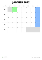 calendrier janvier 2092 format portrait