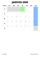 calendrier janvier 2093 format portrait