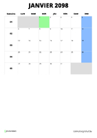 calendrier janvier 2098 calendrier janvier 2098 format portrait