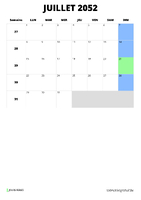 calendrier juillet 2052 format portrait
